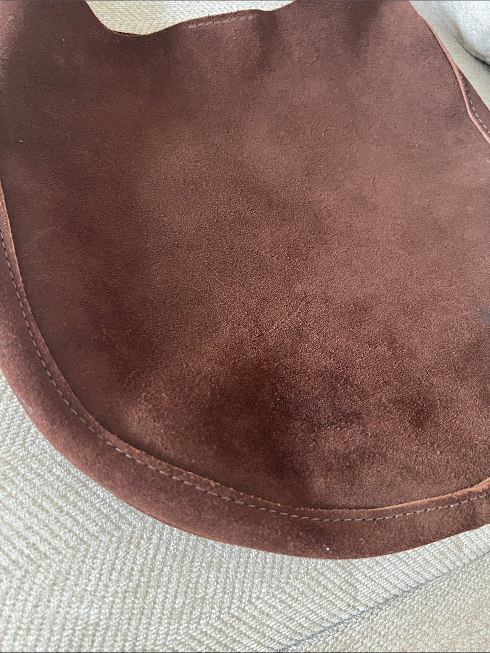 Portland Leather Brown Suede Crescent Shoulder Bag Large - Picture 5 of 11